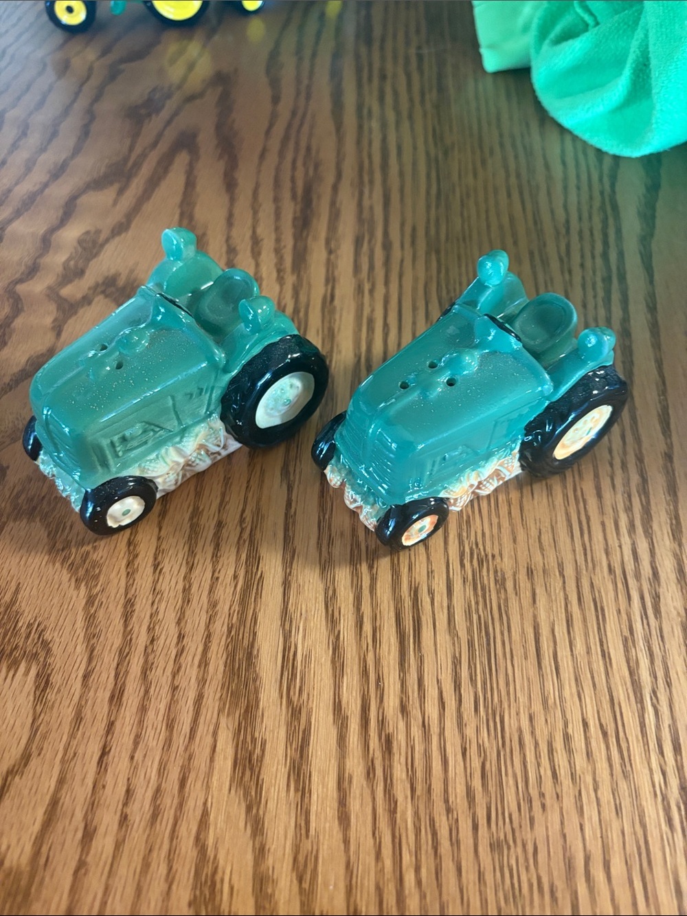 Kids Toy Tractor Salt & Pepper Shakers - Green Set